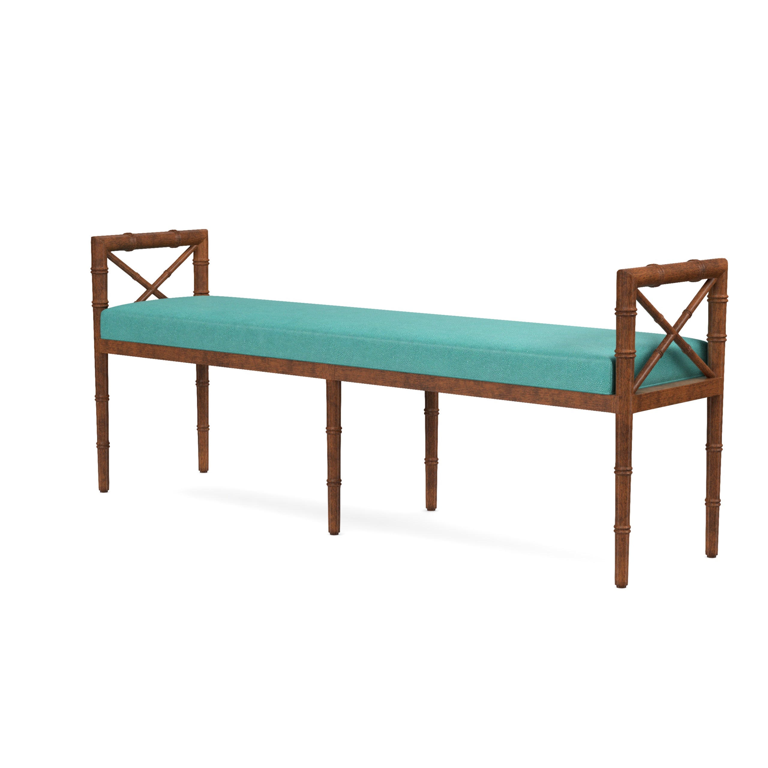 Danica Bamboo Style Upholstered Wood Bench