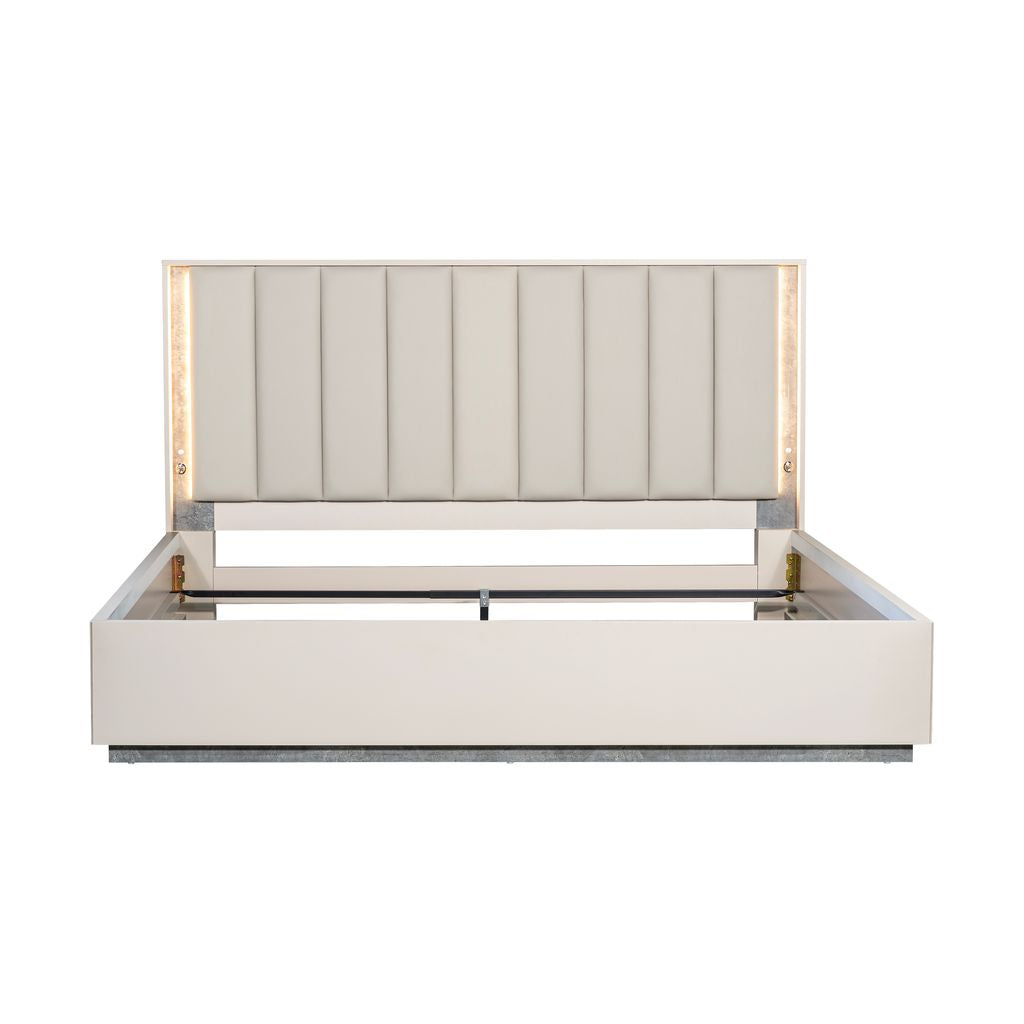 Michael Amini Pavira Bed with LED Lights - Stone