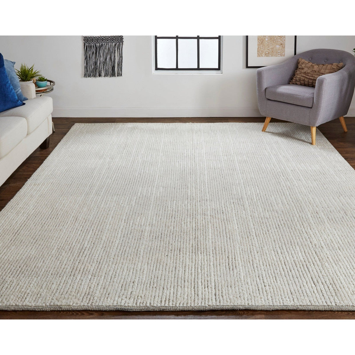 Feizy Alford 6922F Modern Solid in Ivory/Tan