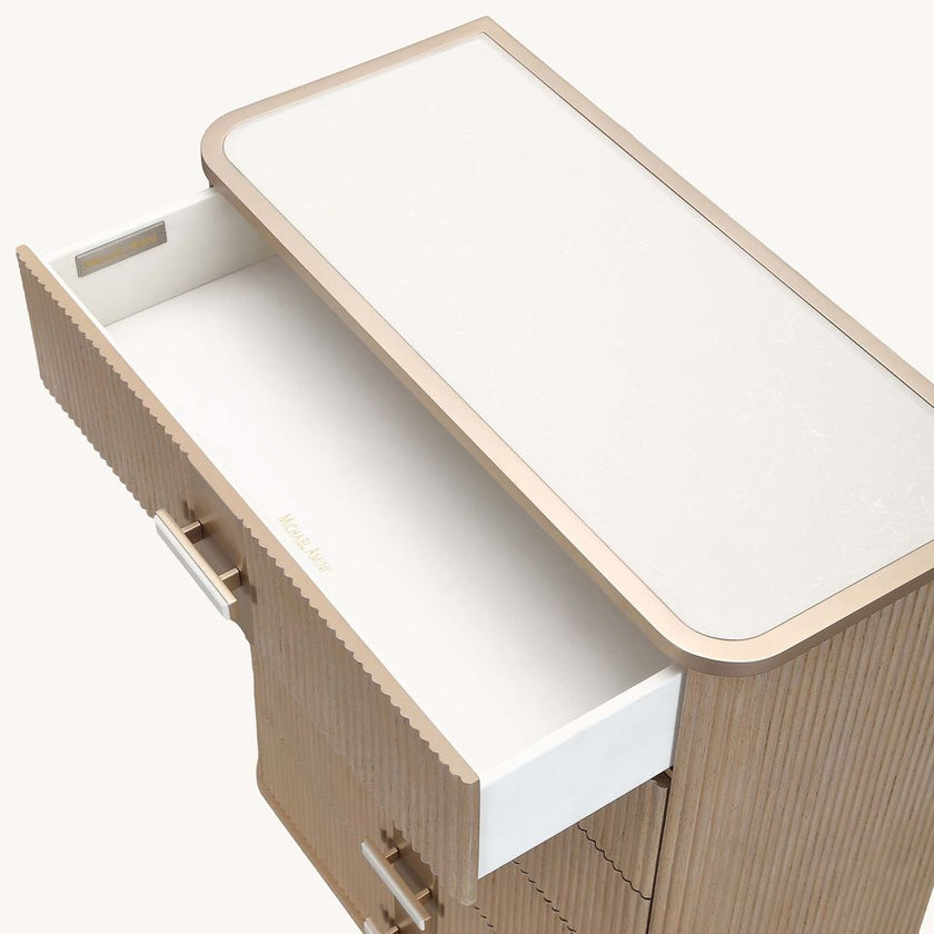Michael Amini West Kensington Highboy Chest - Sea Salt Caramel
