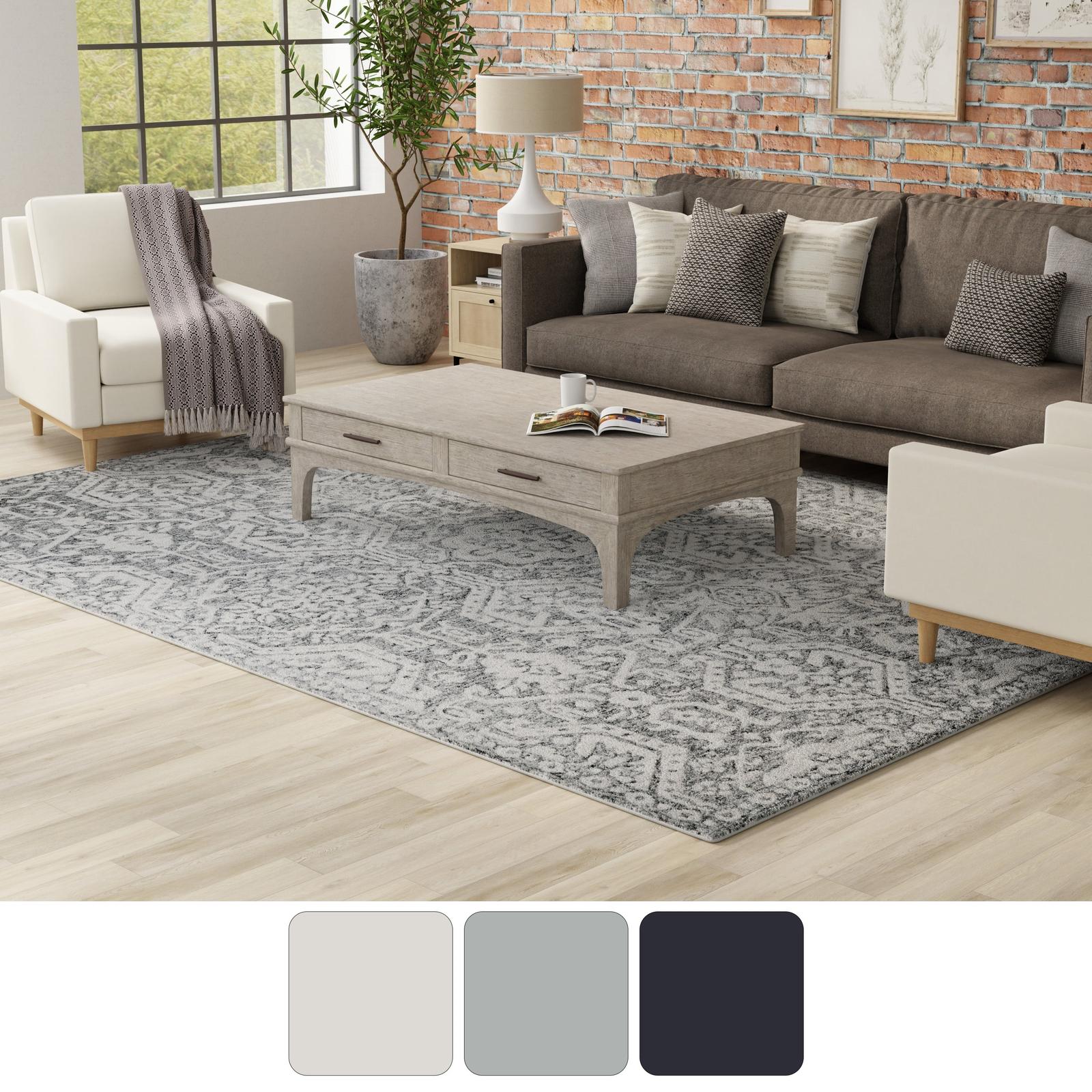 Feizy Belfort 8A27F Traditional Geometric Rug in Gray/White