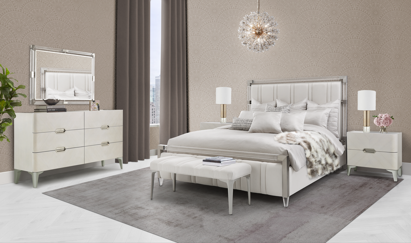 Michael Amini Penthouse Short Panel Bed - Ash Gray
