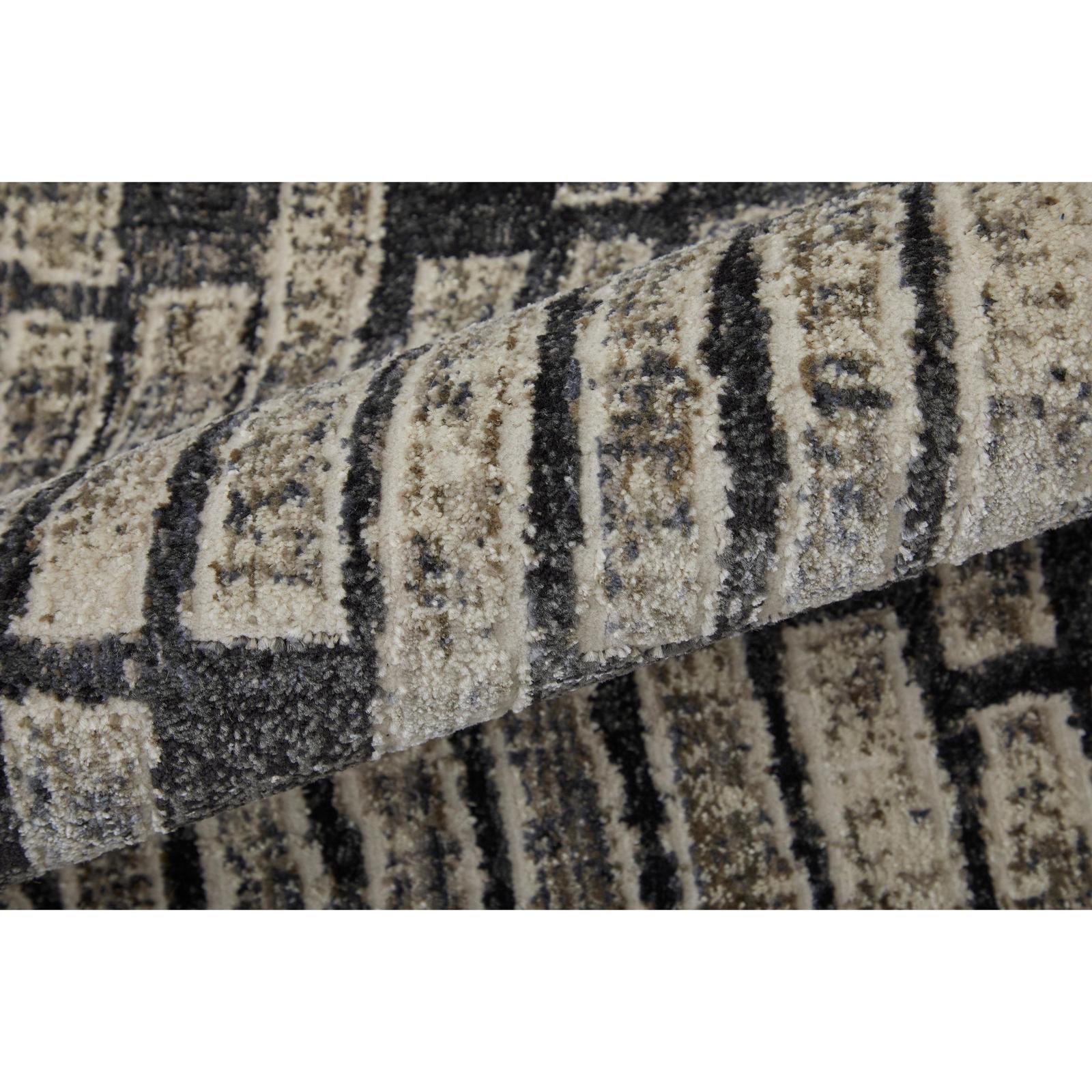 Feizy Kano 39LKF Transitional Geometric Rug in Gray/Black/Ivory