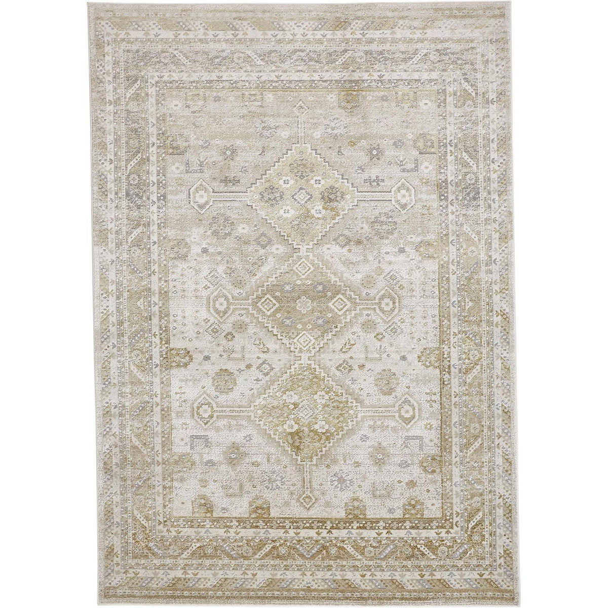 Feizy Aura 3738F Modern Persian Rug in Gold/Ivory