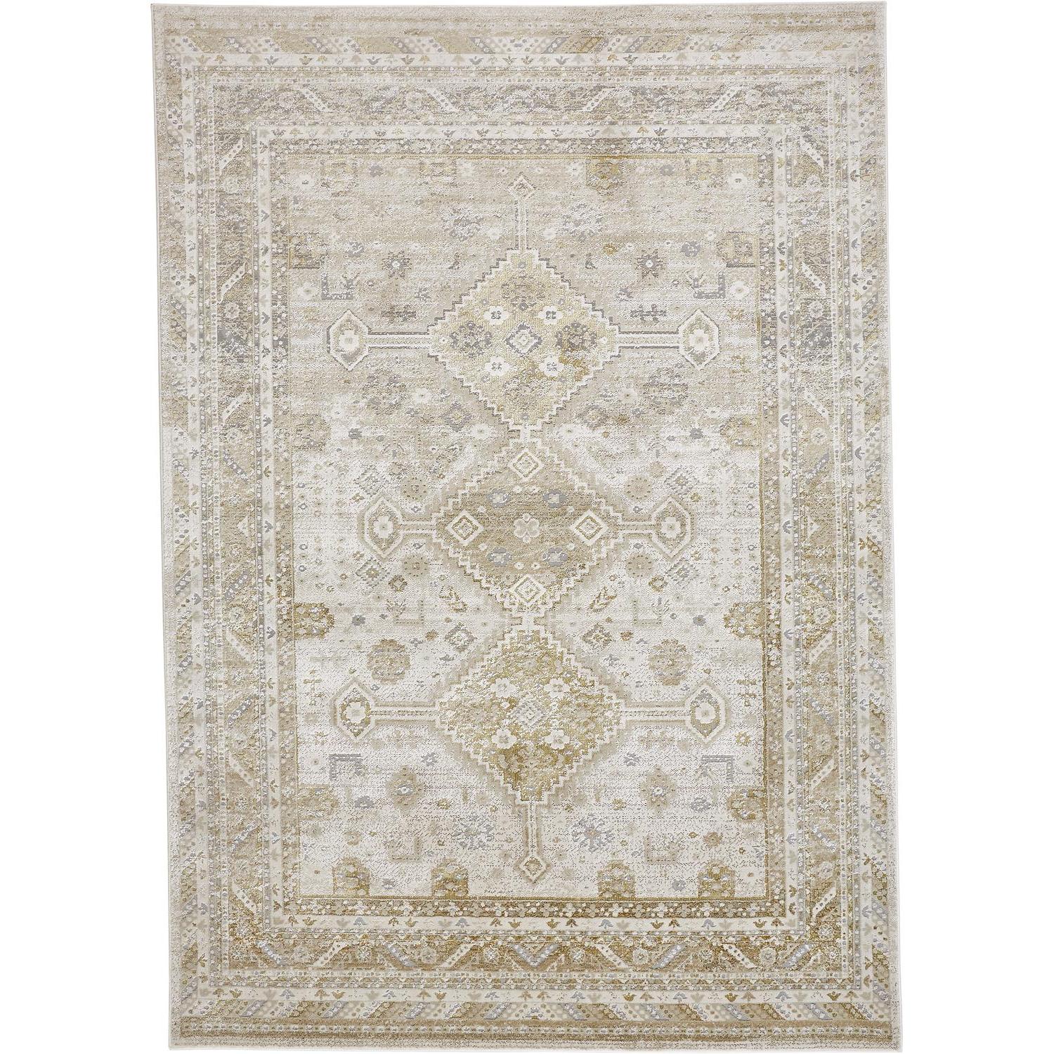 Feizy Aura 3738F Modern Persian Rug in Gold/Ivory