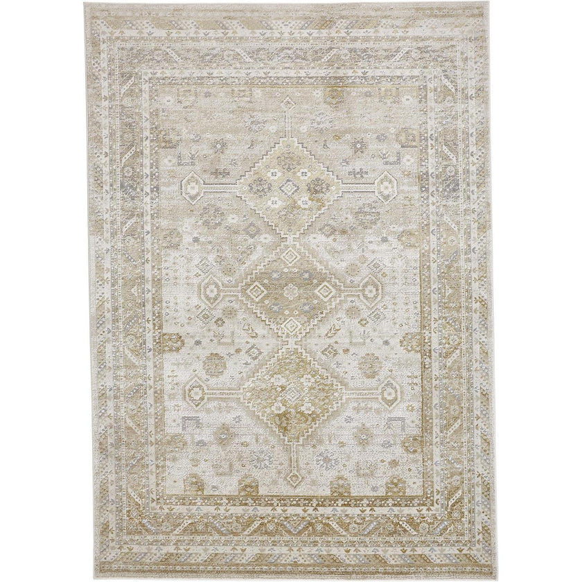 Feizy Aura 3738F Modern Persian Rug in Gold/Ivory
