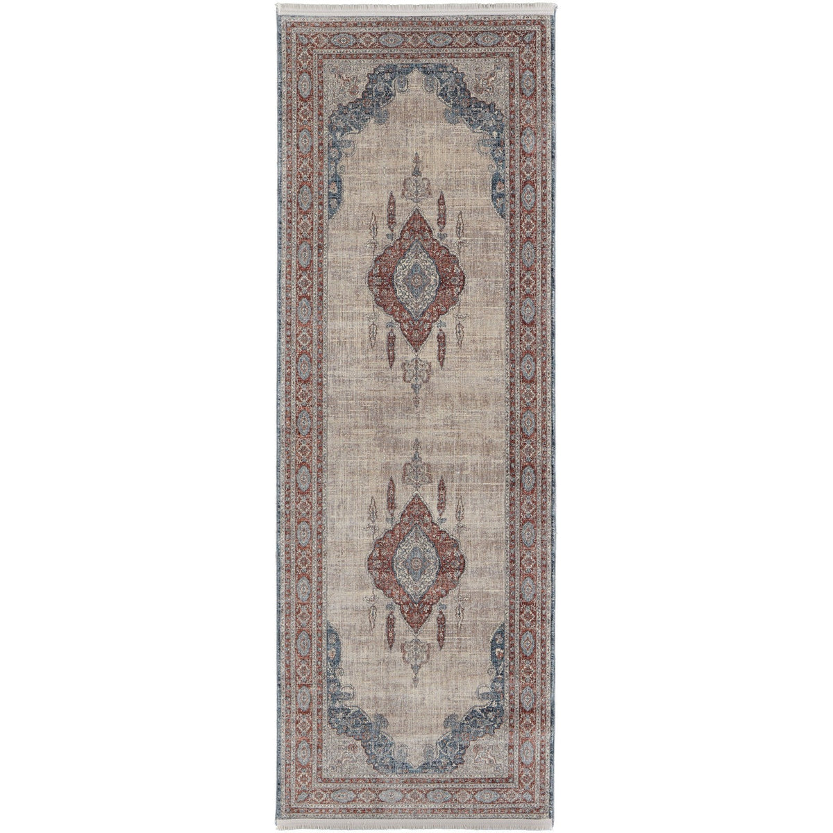 Feizy Marquette 39GRF Transitional Medallion in Gray/Red/Blue