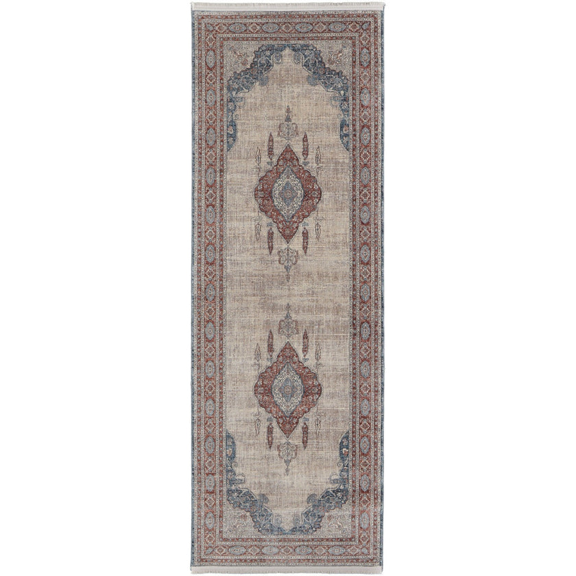Feizy Marquette 39GRF Transitional Medallion in Gray/Red/Blue