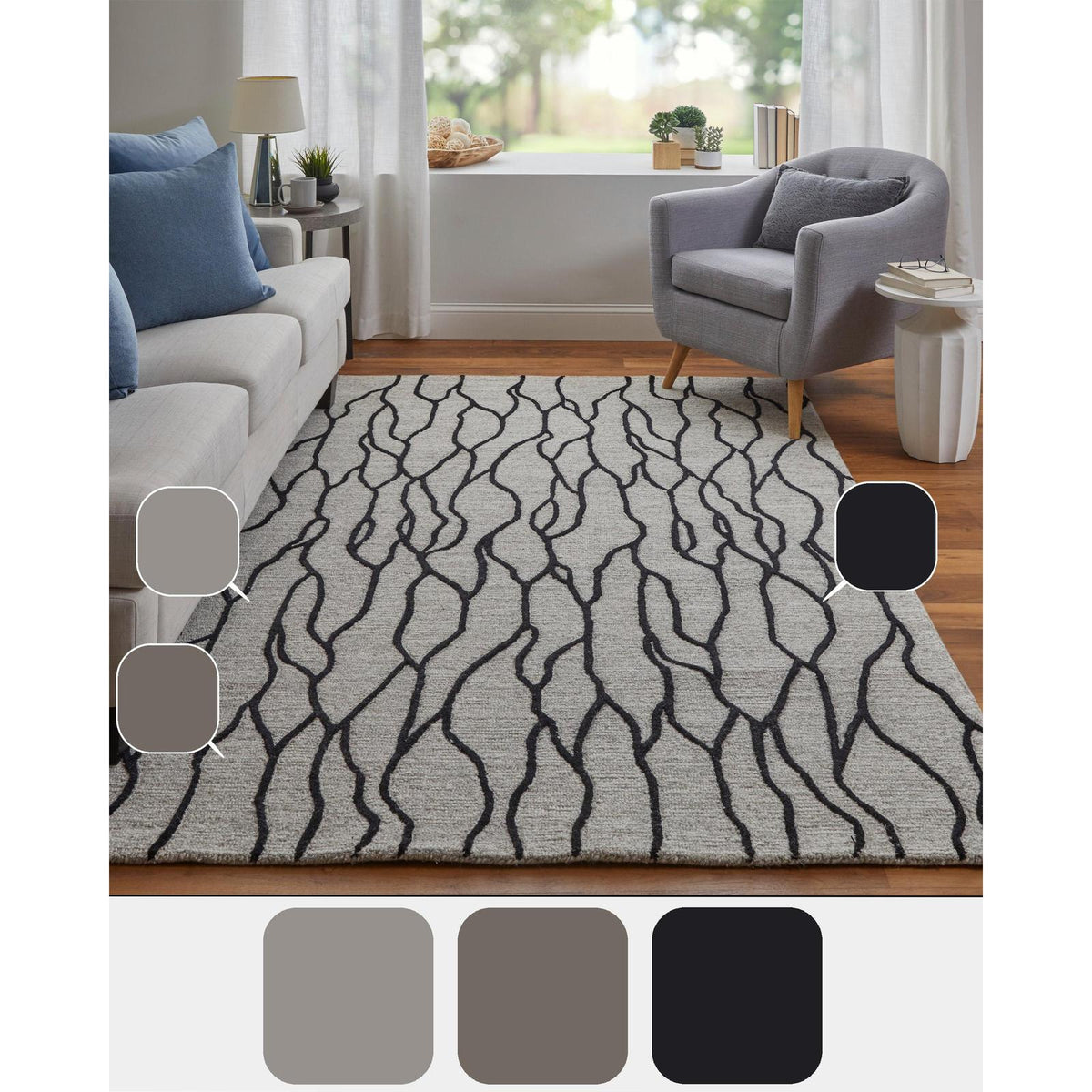 Feizy Enzo 8734F Transitional Abstract Rug