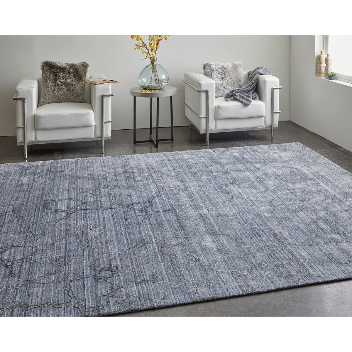Feizy Whitton 8892F Modern Abstract Rug in Gray/Blue