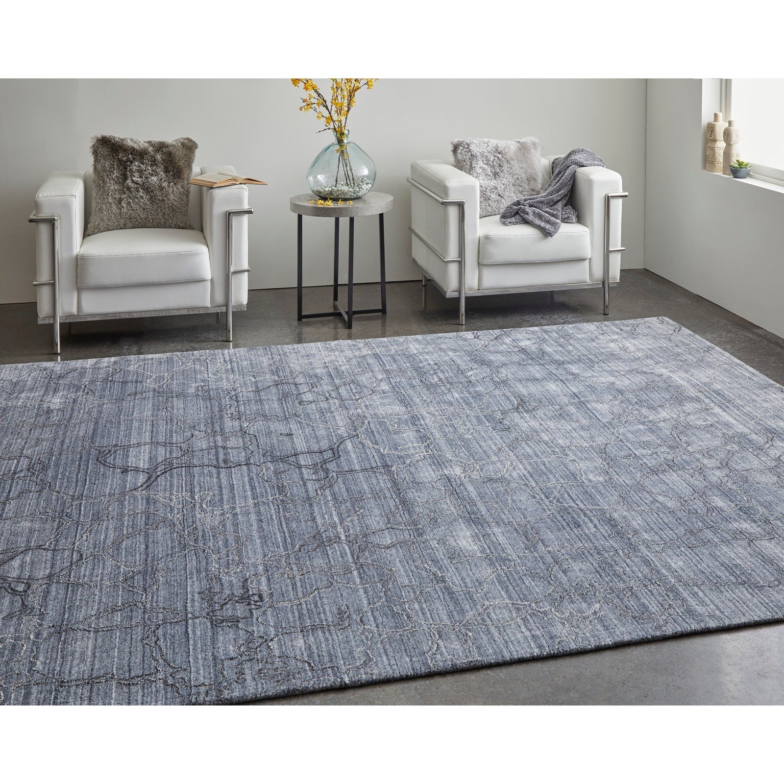 Feizy Whitton 8892F Modern Abstract Rug in Gray/Blue