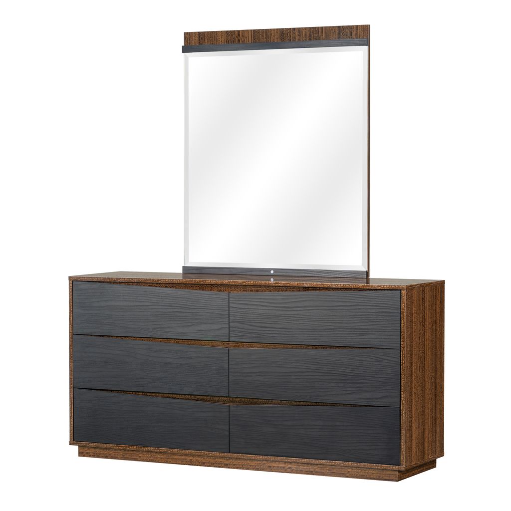 Michael Amini Kayner Dresser with Mirror - Charcoal