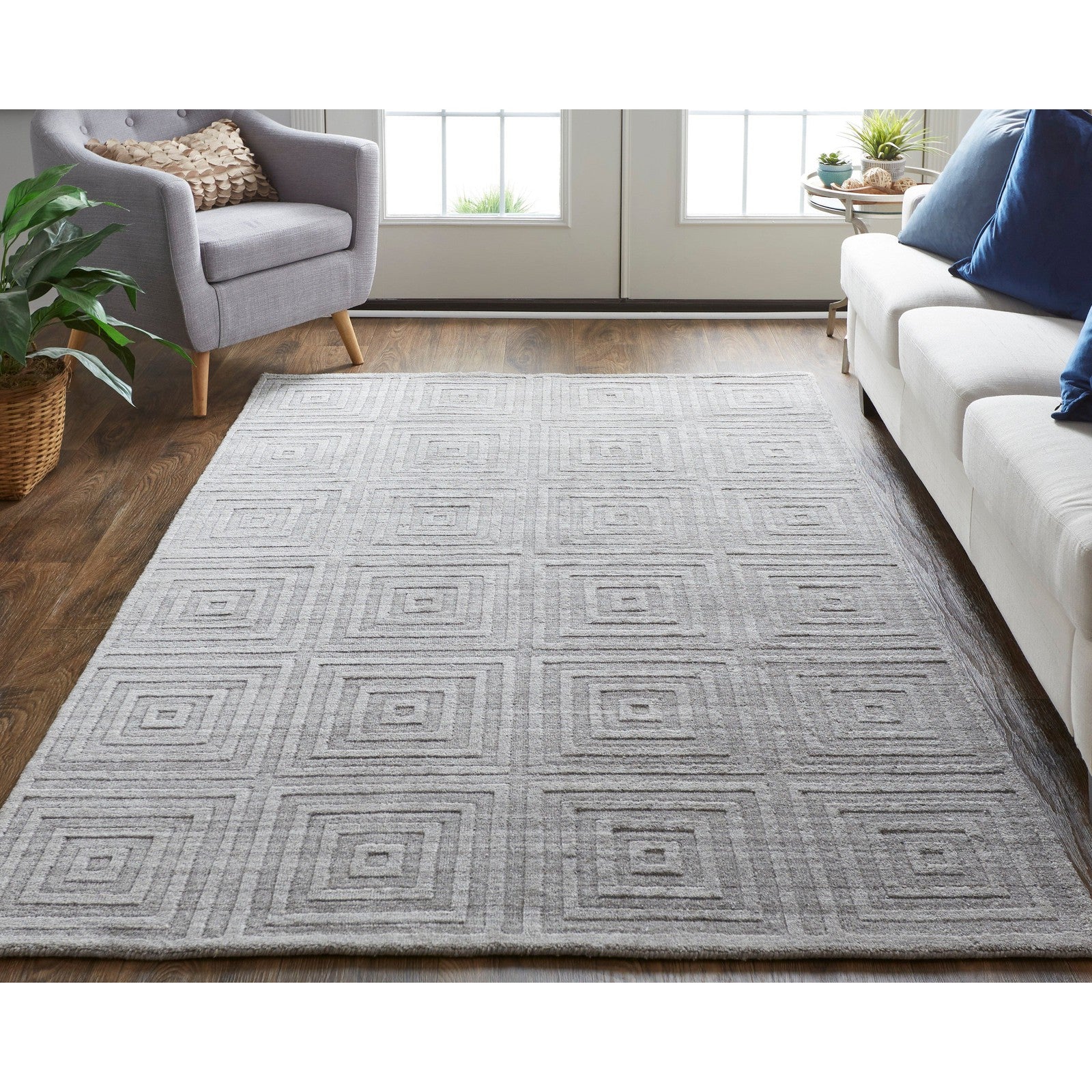Feizy Redford 8670F Transitional Solid in Gray/Silver