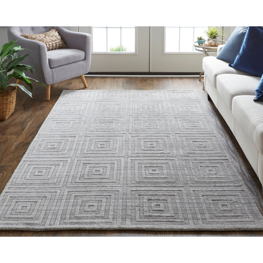Feizy Redford 8670F Transitional Solid in Gray/Silver