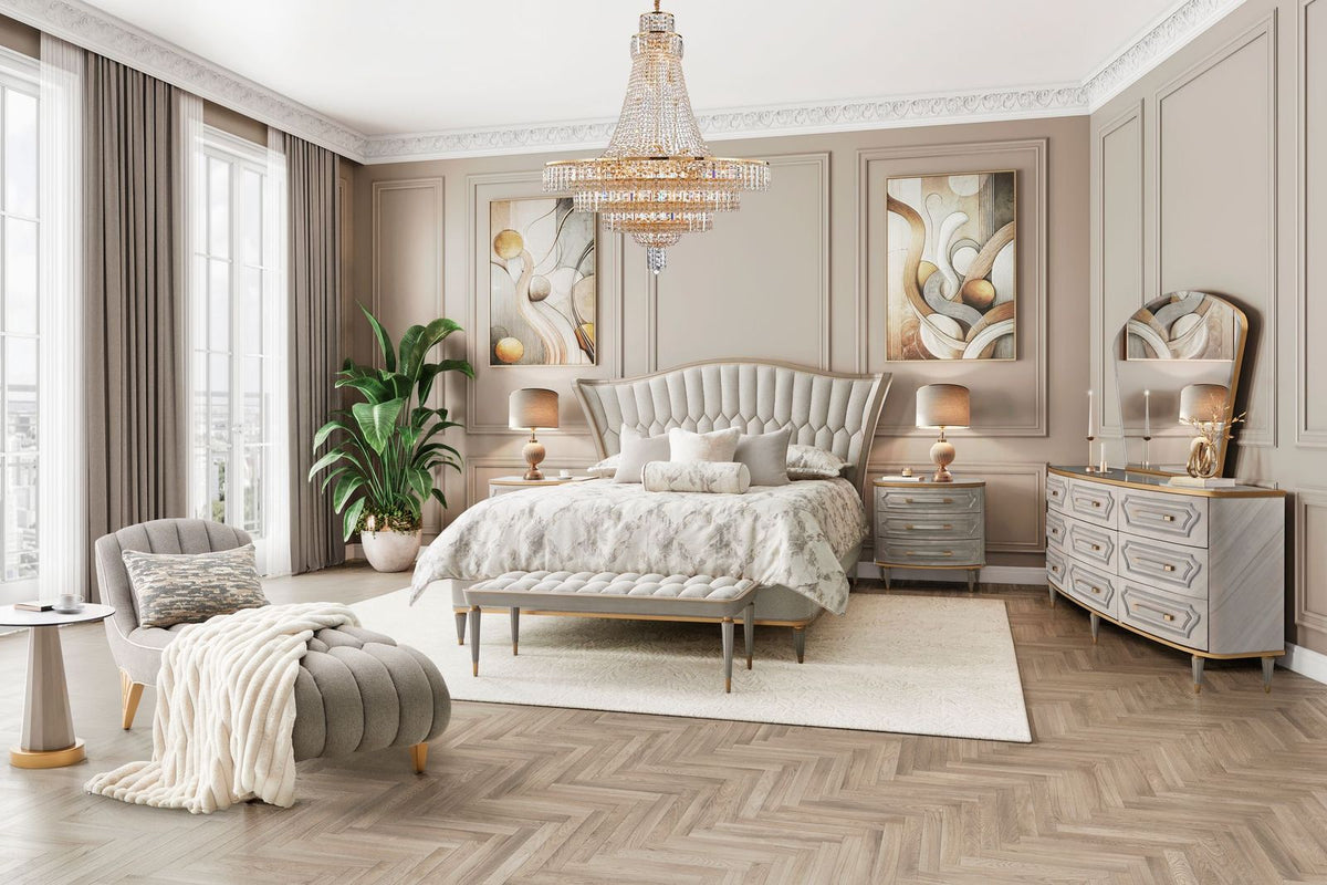 Michael Amini St. Charles Upholstered Bed - Dove Gray