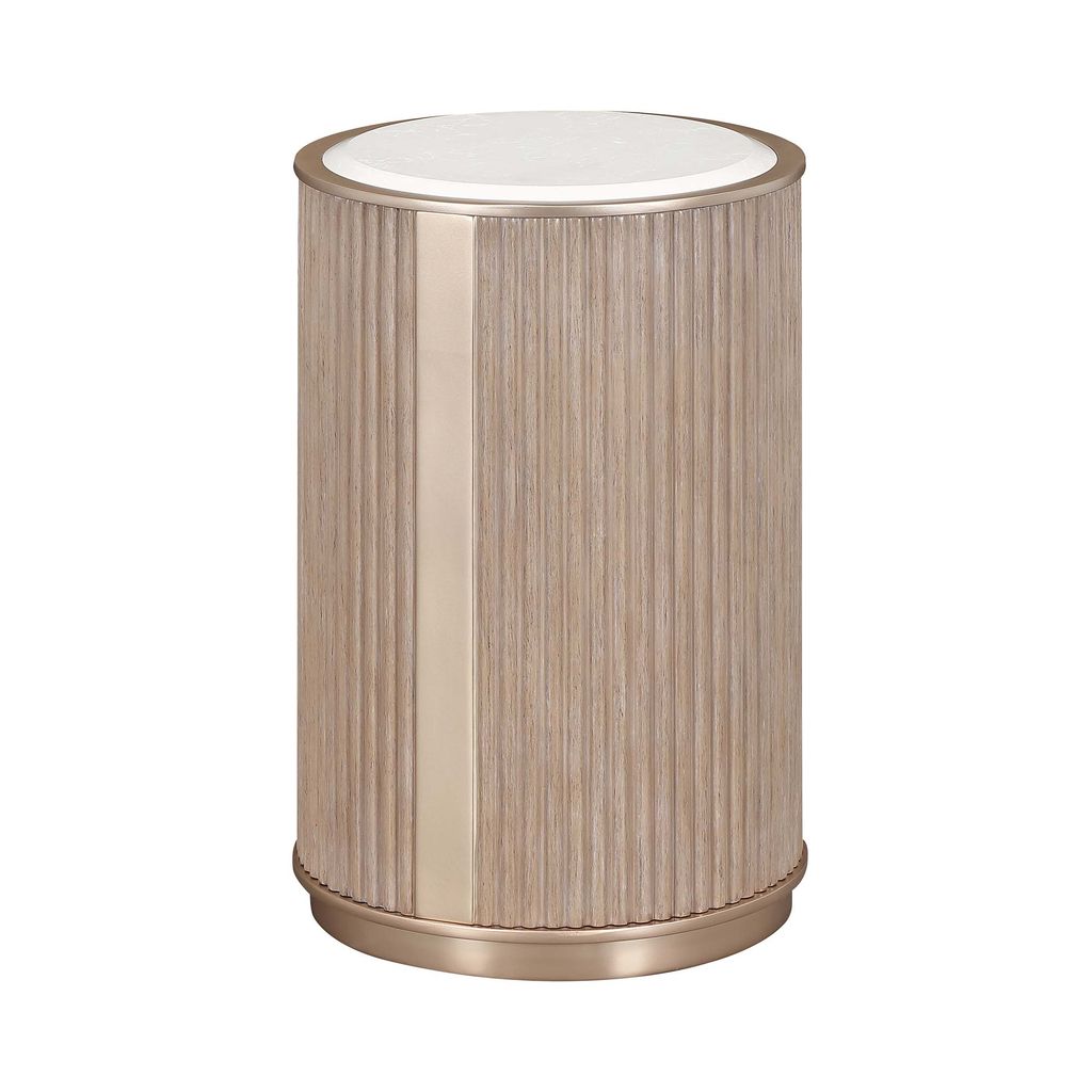 Michael Amini West Kensington Chairside Table - Sea Salt Caramel