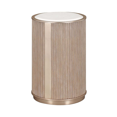 Michael Amini West Kensington Chairside Table - Sea Salt Caramel