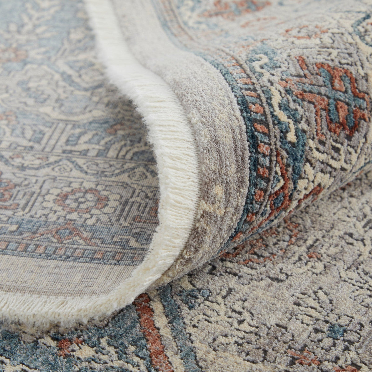 Feizy Marquette 39GUF Transitional Medallion in Blue/Ivory