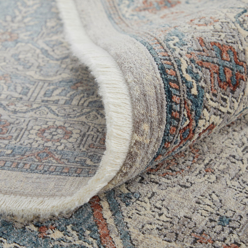 Feizy Marquette 39GUF Transitional Medallion in Blue/Ivory