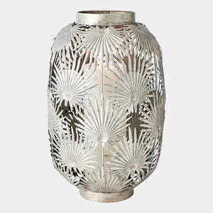 Global Views Tropical Palm Leaf Nickel Lantern