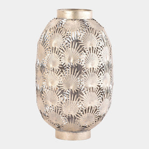 Global Views Tropical Palm Leaf Nickel Lantern