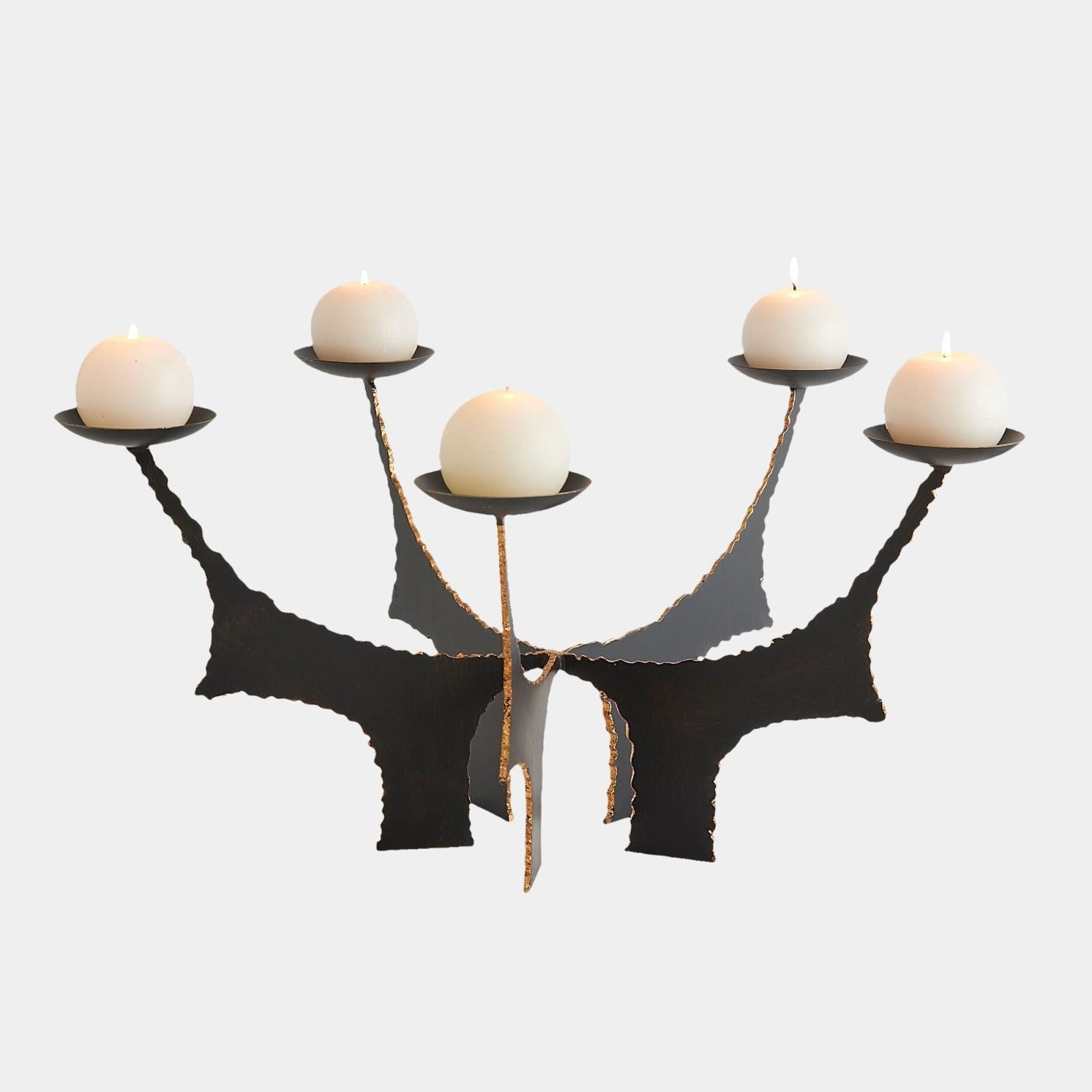 Global Views Brutalist Bronze Candle Holder