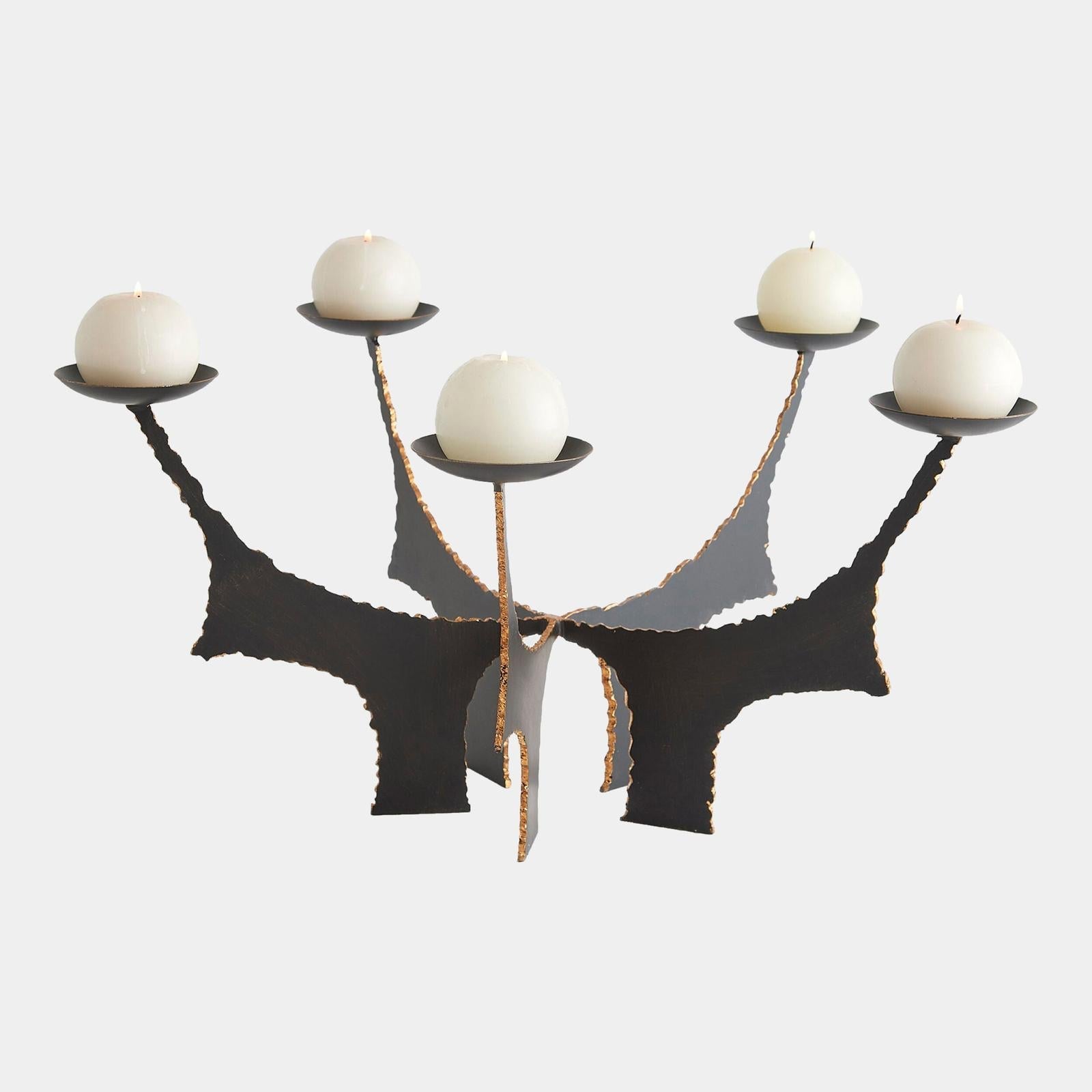 Global Views Brutalist Bronze Candle Holder