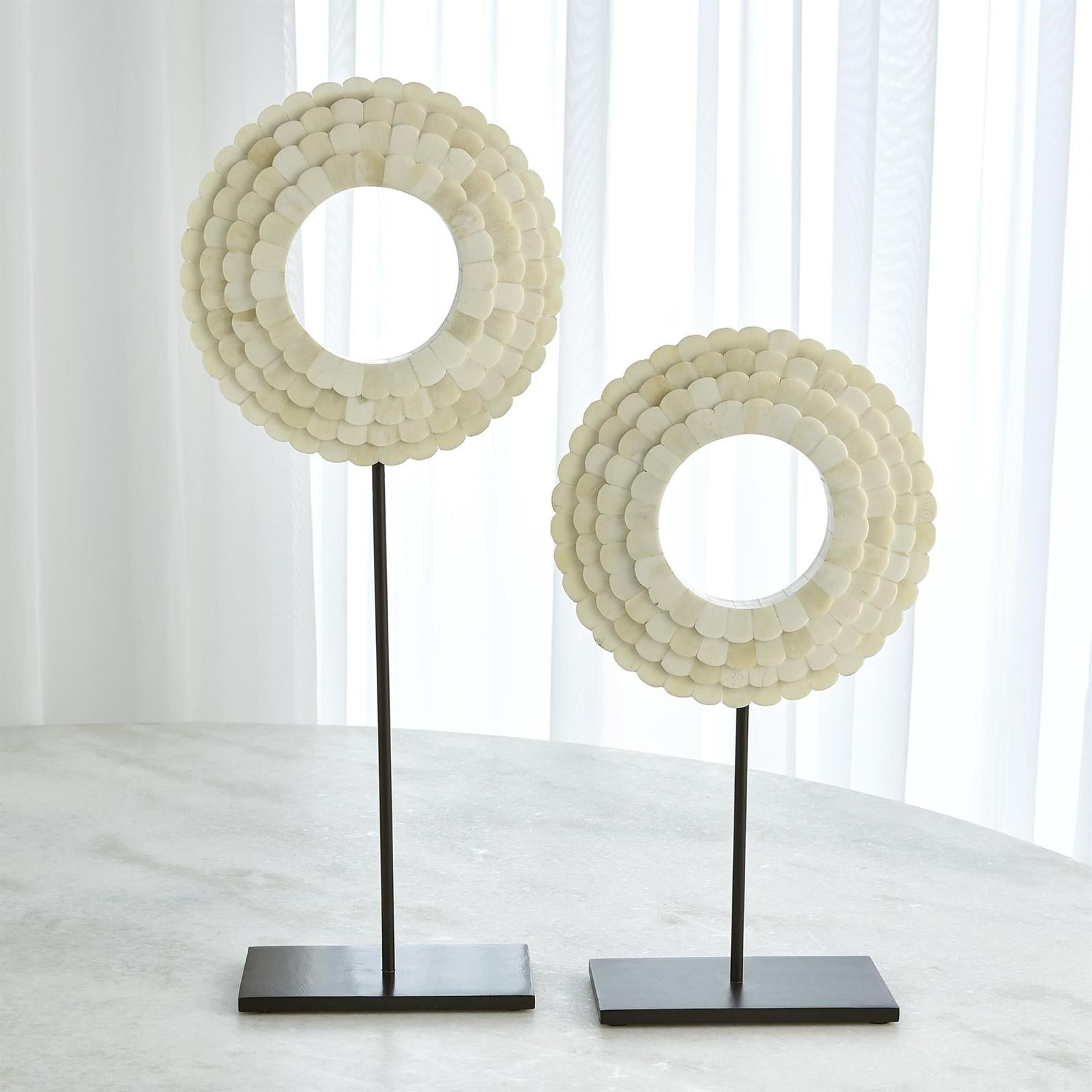 Global Views Four Layer Bone Scalloped Mounted Ring