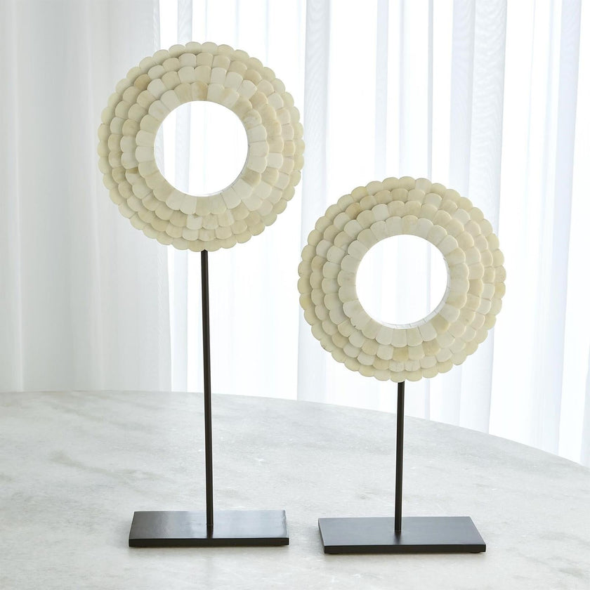 Global Views Four Layer Bone Scalloped Mounted Ring