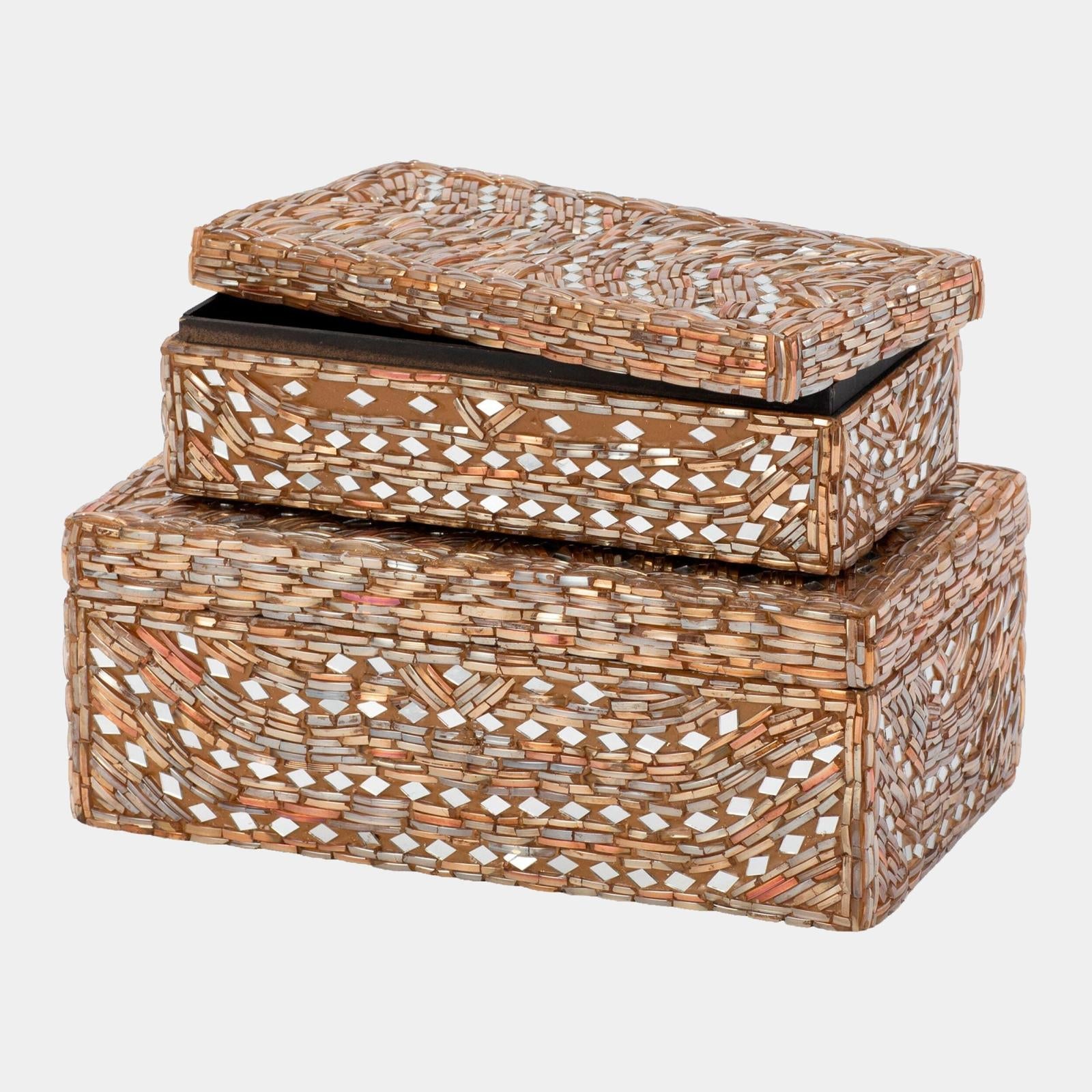 Global Views Priya Taupe Glass Bangle Bracelet Box Clearance