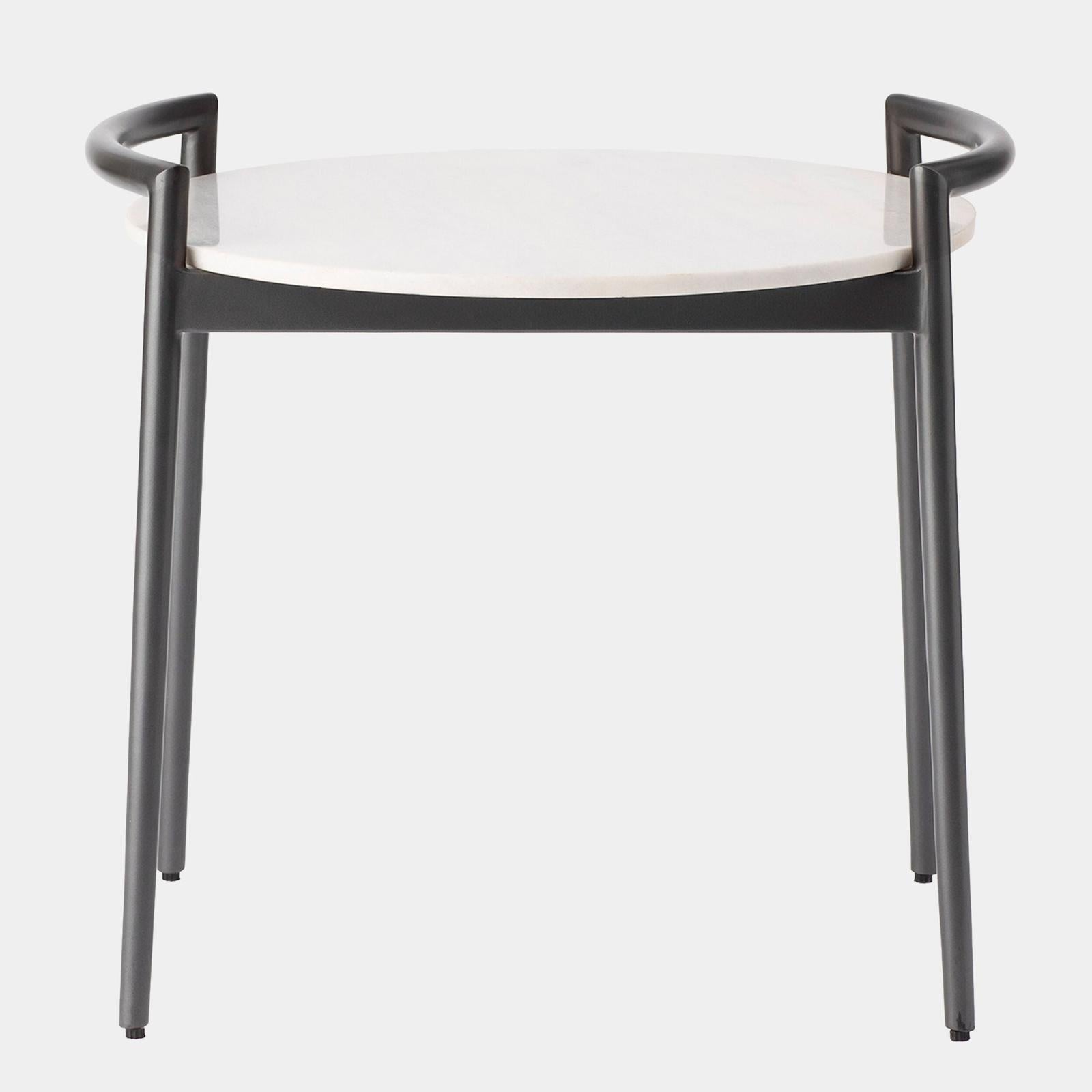 Global Views Retro Gunmetal and White Marble Round Side Table Clearance
