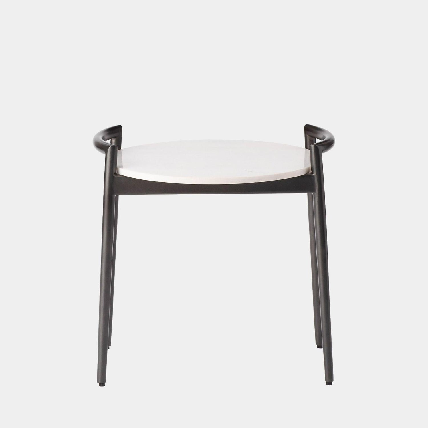 Global Views Retro Gunmetal and White Marble Round Side Table Clearance