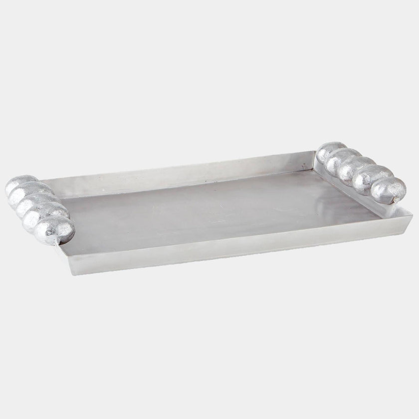 Global Views Nedar Nickel Tray Silver Leaf Handles Clearance