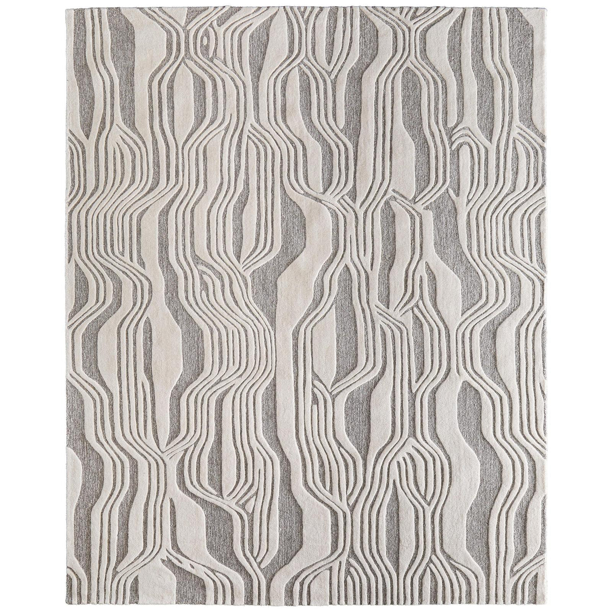 Feizy Kimball 8A34F Transitional Abstract Rug in Ivory/Gray