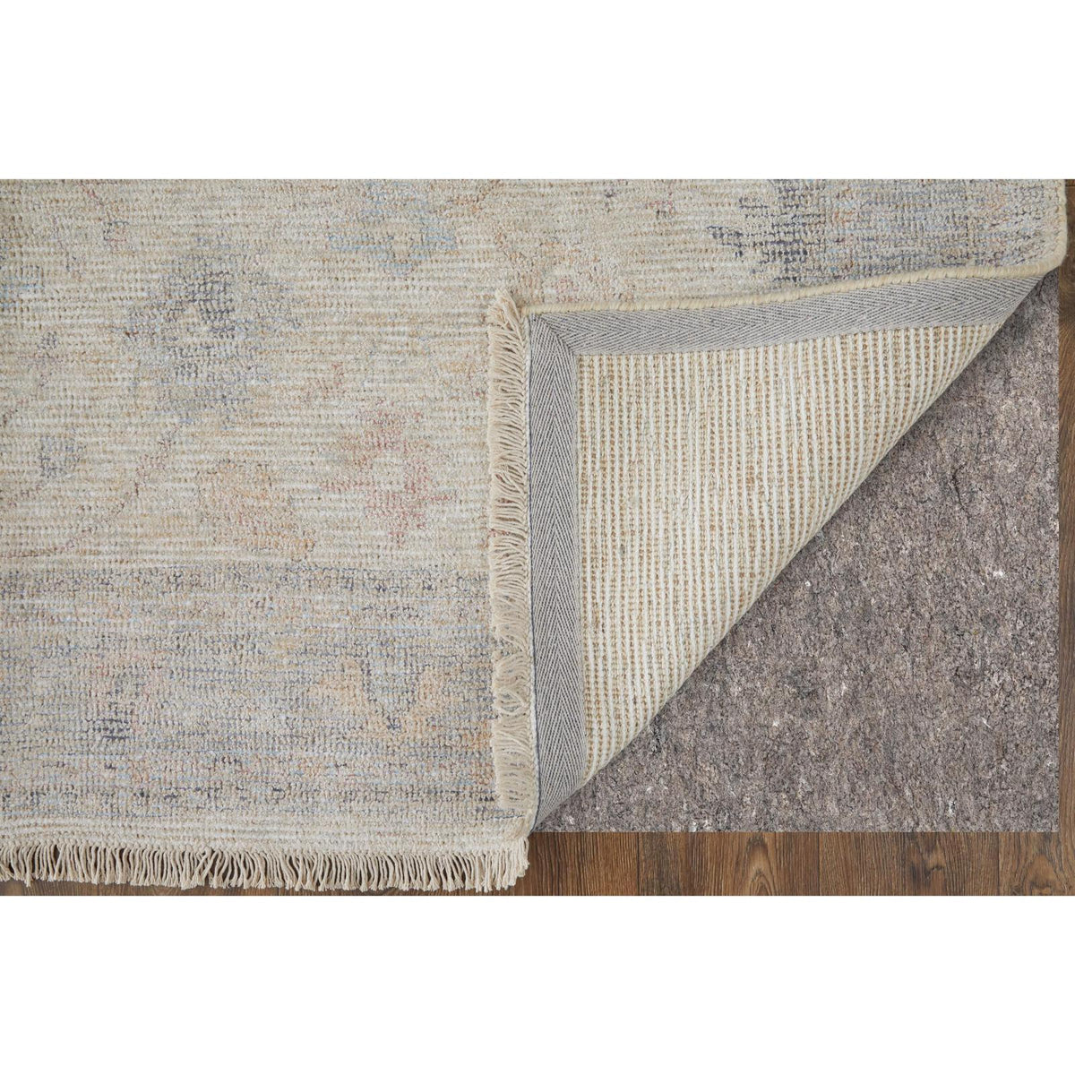 Feizy Caldwell 8976F Transitional Floral & Botanical Rug in Ivory/Tan/Blue