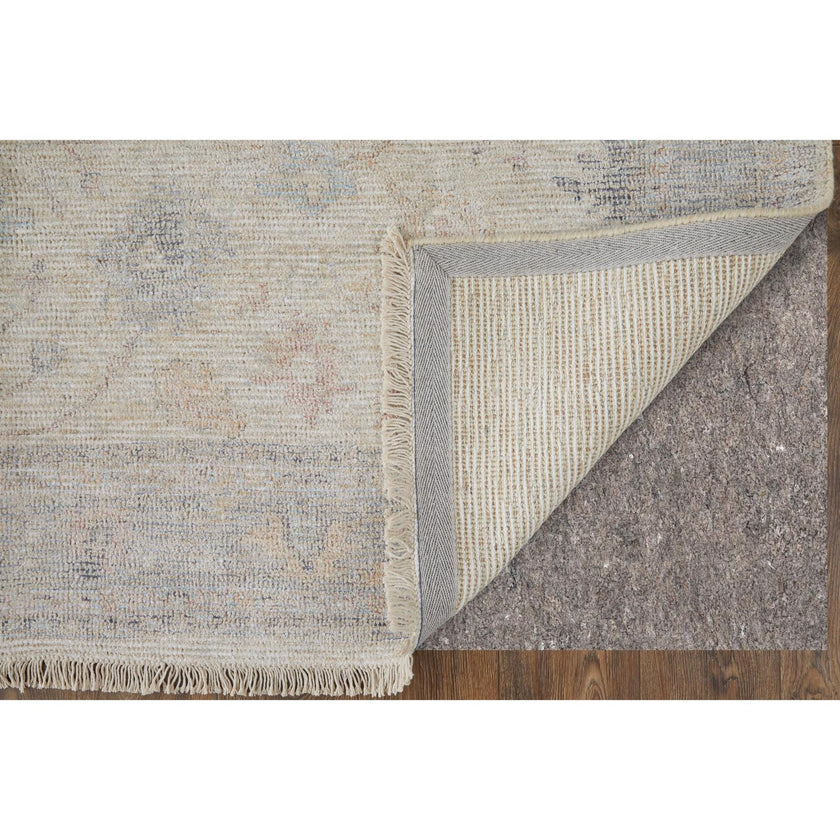 Feizy Caldwell 8976F Transitional Floral & Botanical Rug in Ivory/Tan/Blue