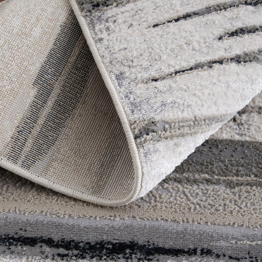 Feizy Micah 3049F Modern Abstract Rug in Silver/Gray/Black