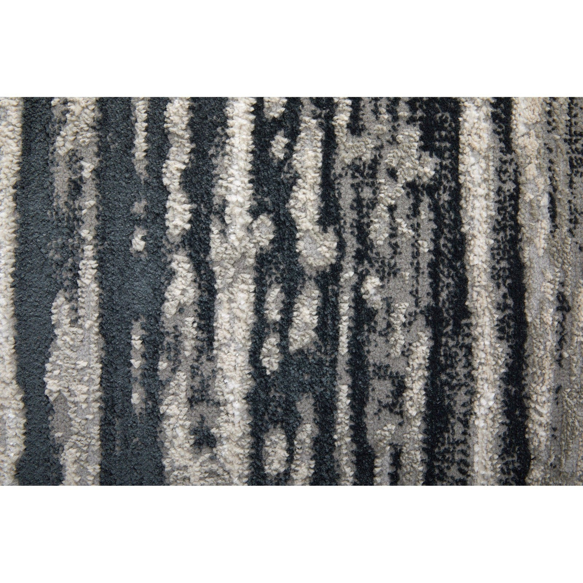 Feizy Micah 39LRF Modern Diamond Rug in Black/Silver/Taupe