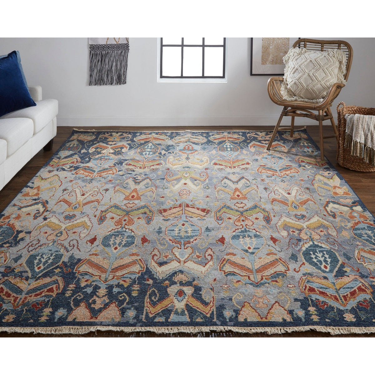 Feizy Leylan 0563F Transitional Ikat in Blue/Gray/Tan