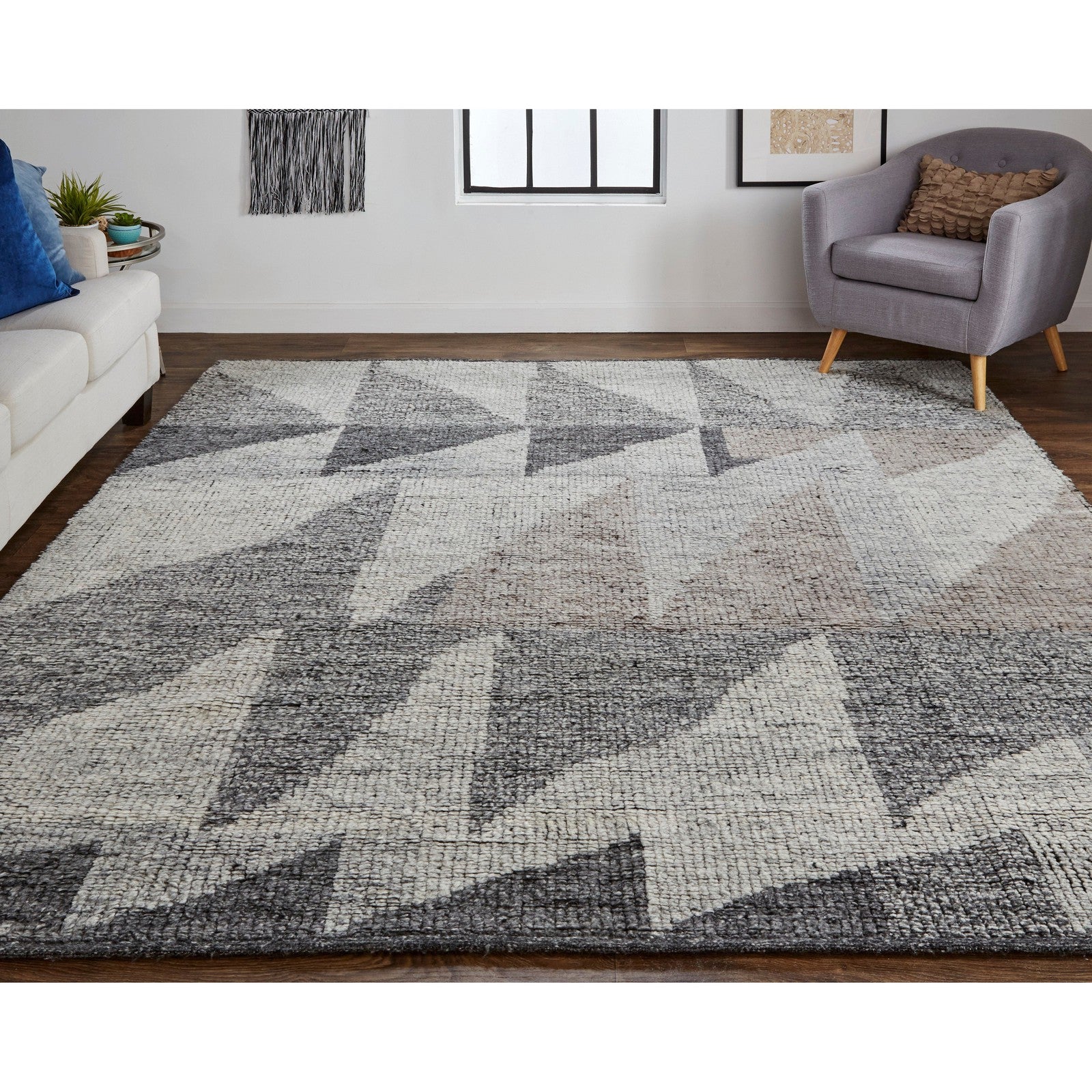 Feizy Alford 6910F Modern Geometric in Ivory/Gray/Taupe