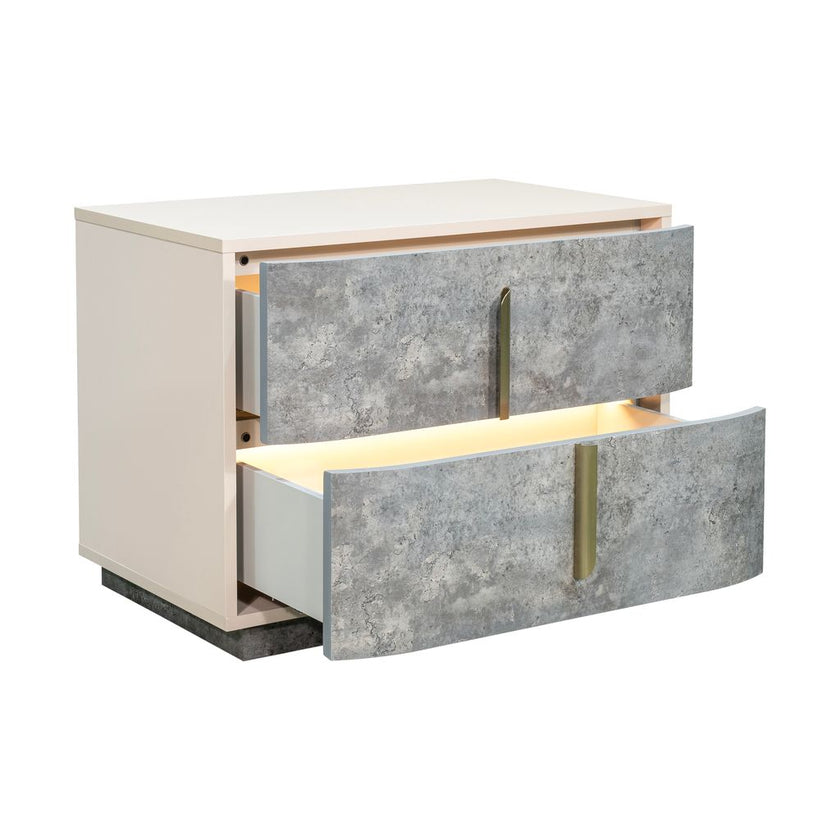 Michael Amini Pavira 2-Drawer Nightstand - Stone