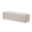 Michael Amini Amaryllis Velvet Accent Bench - Taupe/Chrome