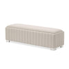 Michael Amini Amaryllis Velvet Accent Bench - Taupe/Chrome