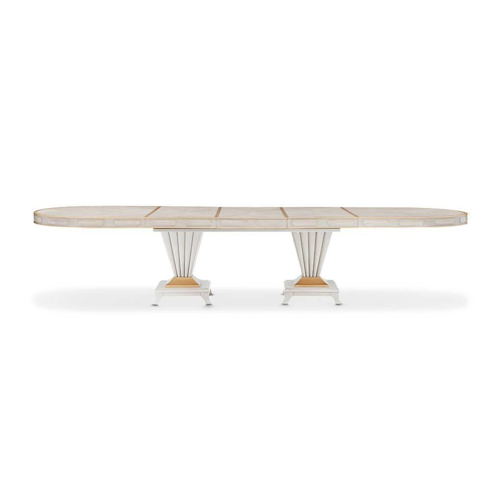Michael Amini St. Charles Double Pedestal Dining Table -  Dove Gray