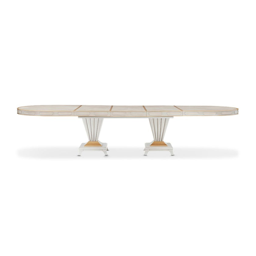 Michael Amini St. Charles Double Pedestal Dining Table -  Dove Gray