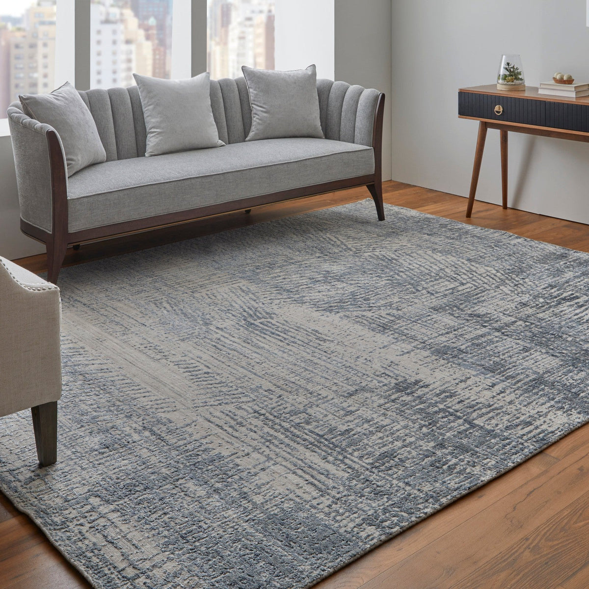 Feizy Eastfield 69AIF Modern Abstract in Blue/Ivory/Gray