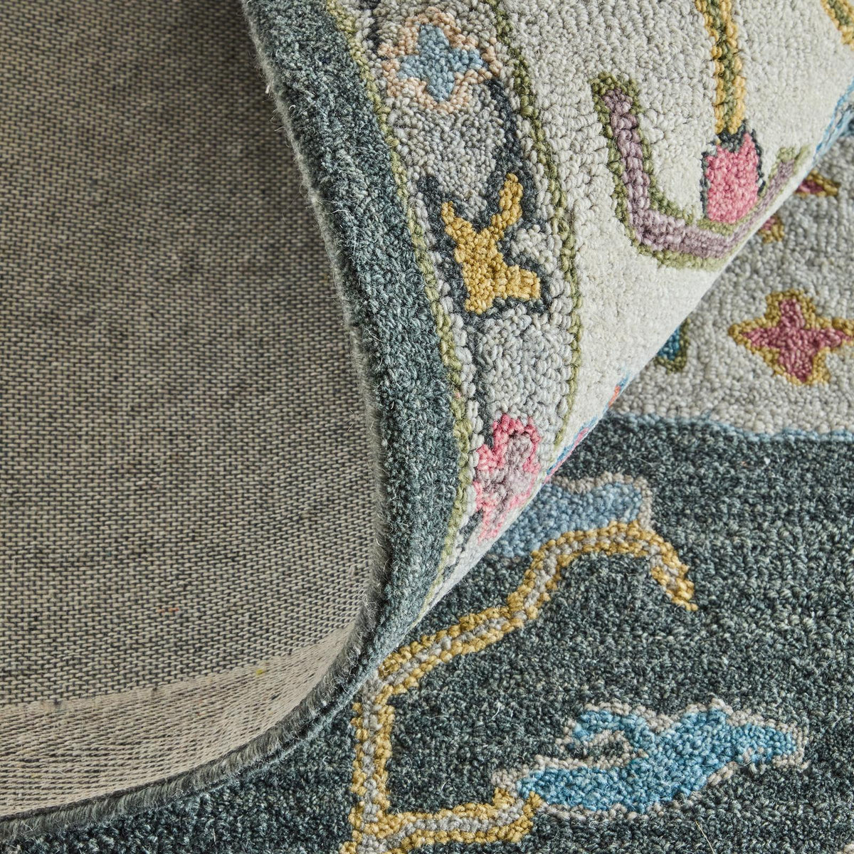 Feizy Springfield 8A47F Traditional Floral & Botanical Rug in Gray/Ivory/Blue