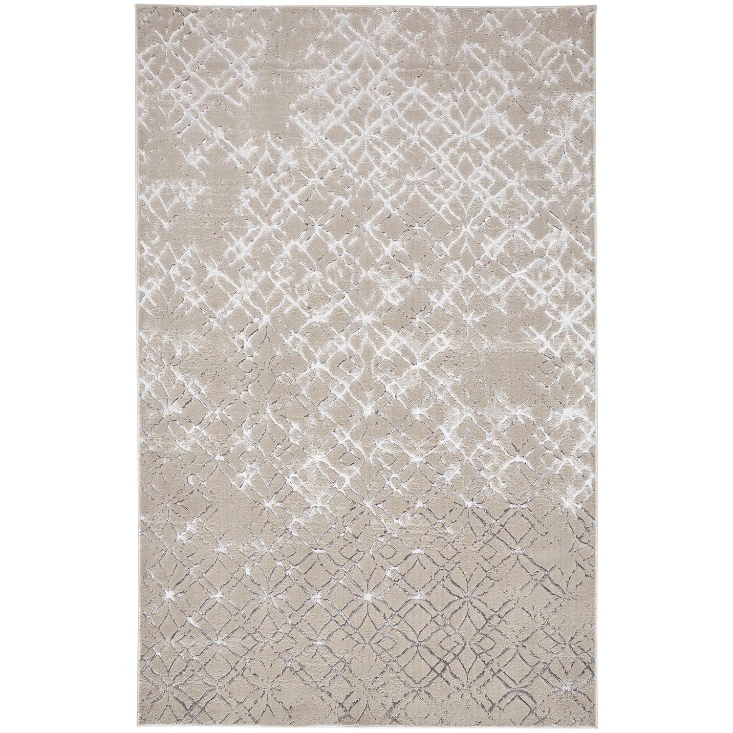 Feizy Micah 3047F Modern Distressed Rug in Silver/Gray/White