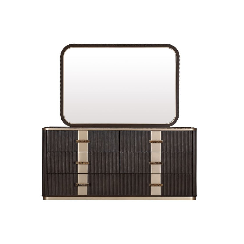 Michael Amini West Kensington Dresser with Mirror - Medium Espresso