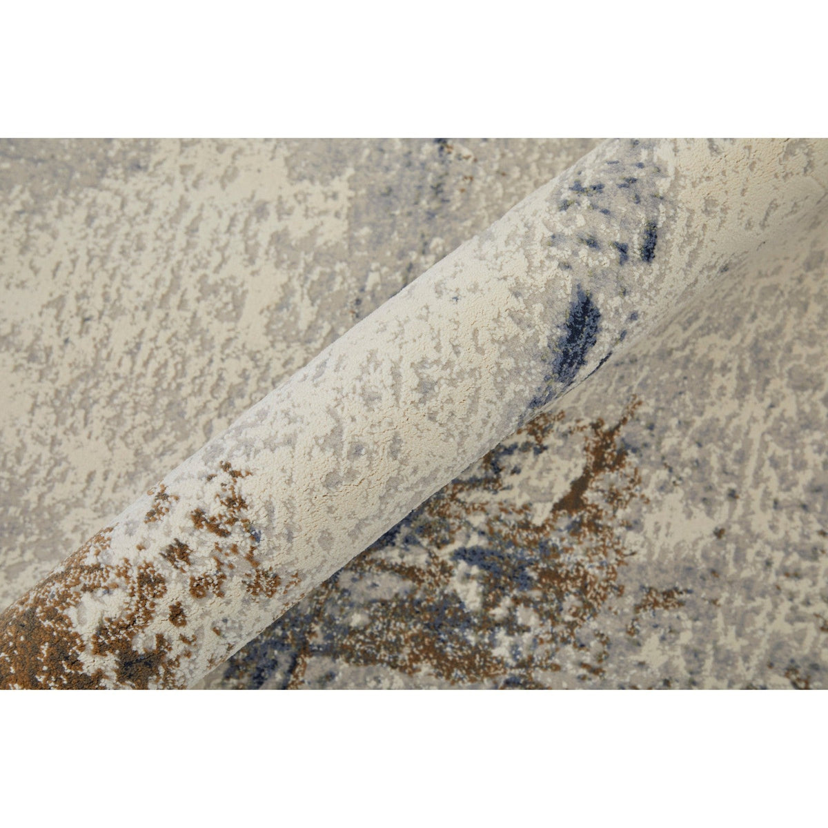 Feizy Clio 39LXF Modern Abstract in Ivory/Blue/Brown
